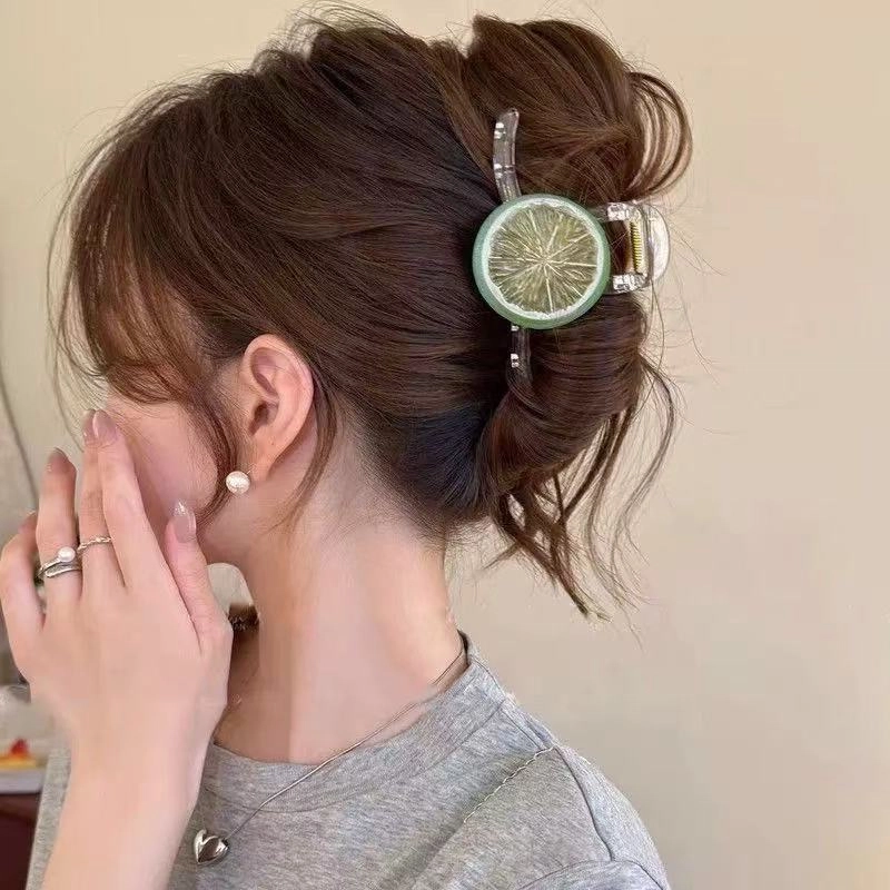 希铃 超清新 柠檬可爱蝴蝶结 亚克力 发夹 女款