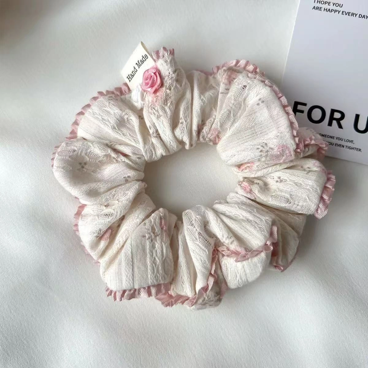 希铃 法式芭蕾风高级感花朵蕾丝 布艺 发圈 女款