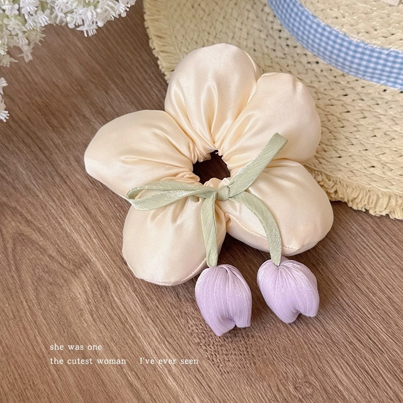 希铃 森系郁金香超仙花朵 布艺 头绳 女款