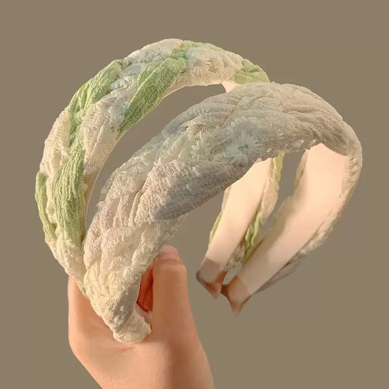 希铃 高级感 蕾丝麻花编织 布艺 发箍 女款