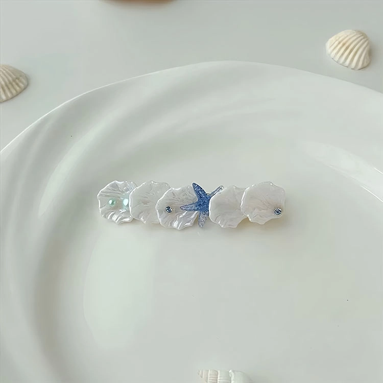 希铃 度假风海星贝壳珍珠甜美简约 树脂 发夹 女款
