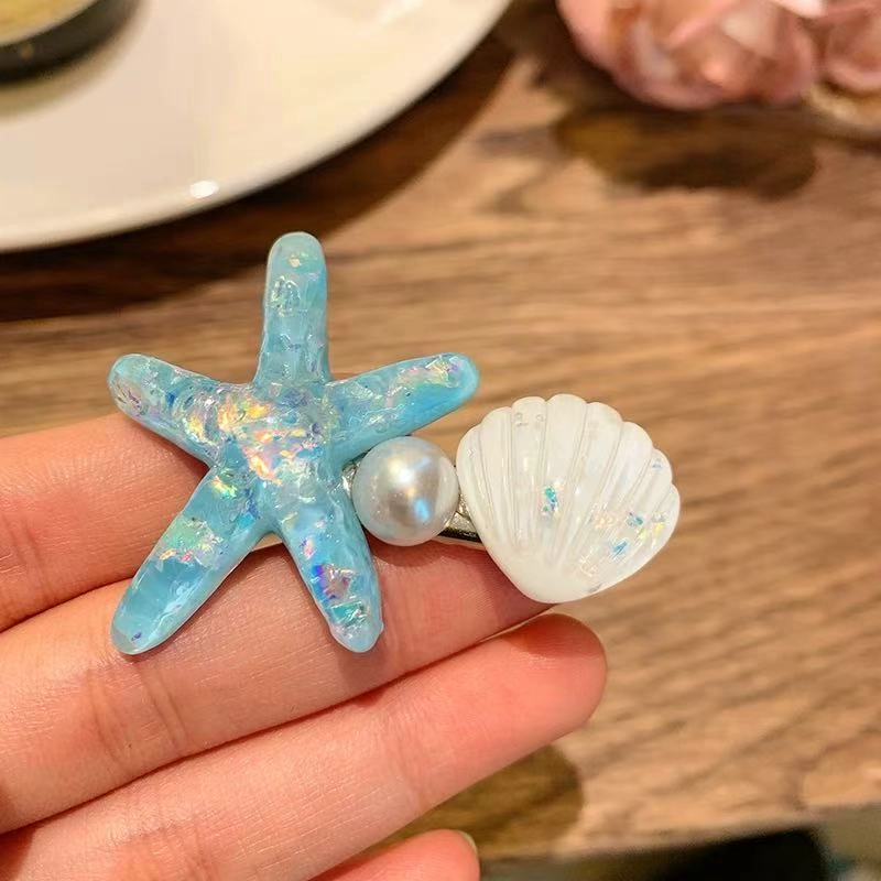 希铃 亮闪闪海星贝壳简约珠珠甜美 亚克力 发夹 女款