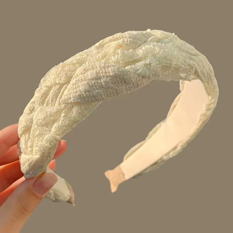 希铃 高级感 蕾丝麻花编织 布艺 发箍 女款