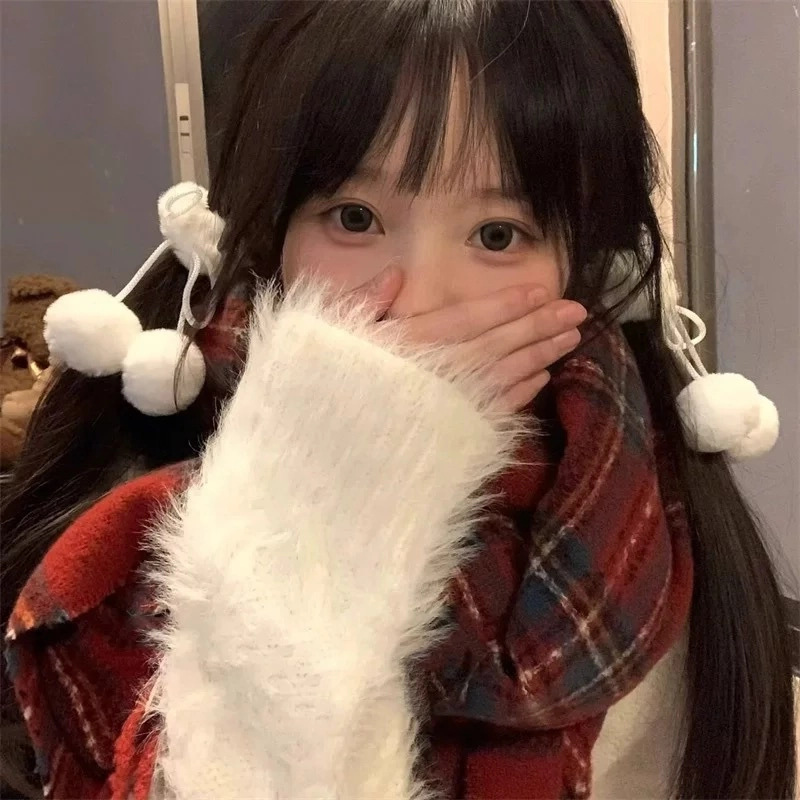 希铃 毛茸茸蝴蝶结球球樱桃#好运 聚酯纤维 发圈 女款