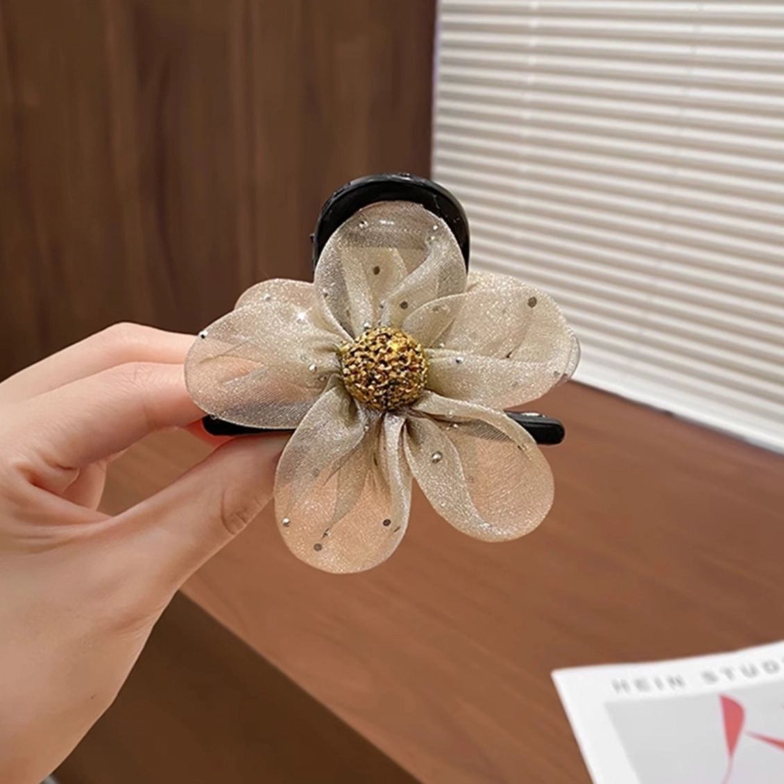 希铃 高级感花朵气质抓夹 网纱 发夹 女款