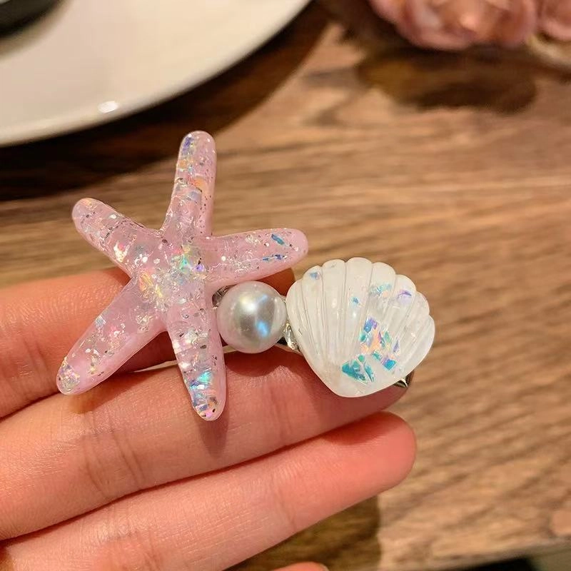 希铃 亮闪闪海星贝壳简约珠珠甜美 亚克力 发夹 女款