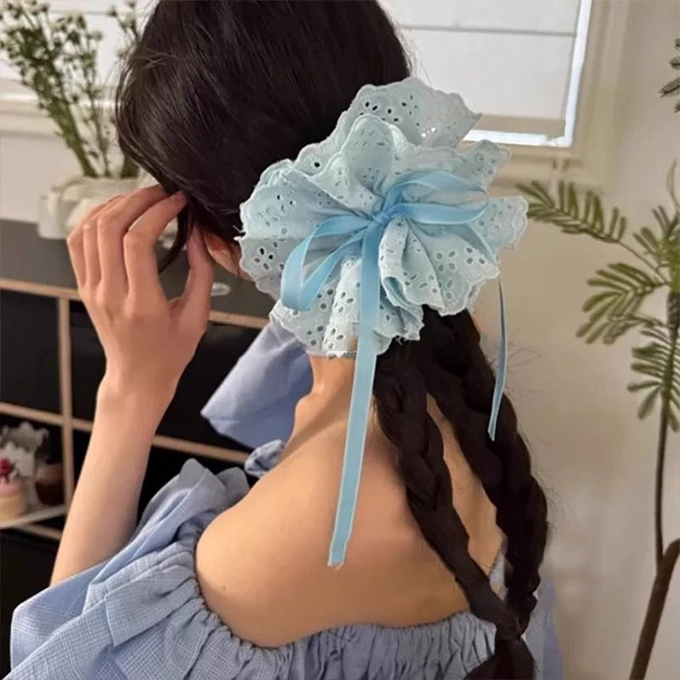 希铃 抽绳式高级感飘带法式 布艺 发圈 女款