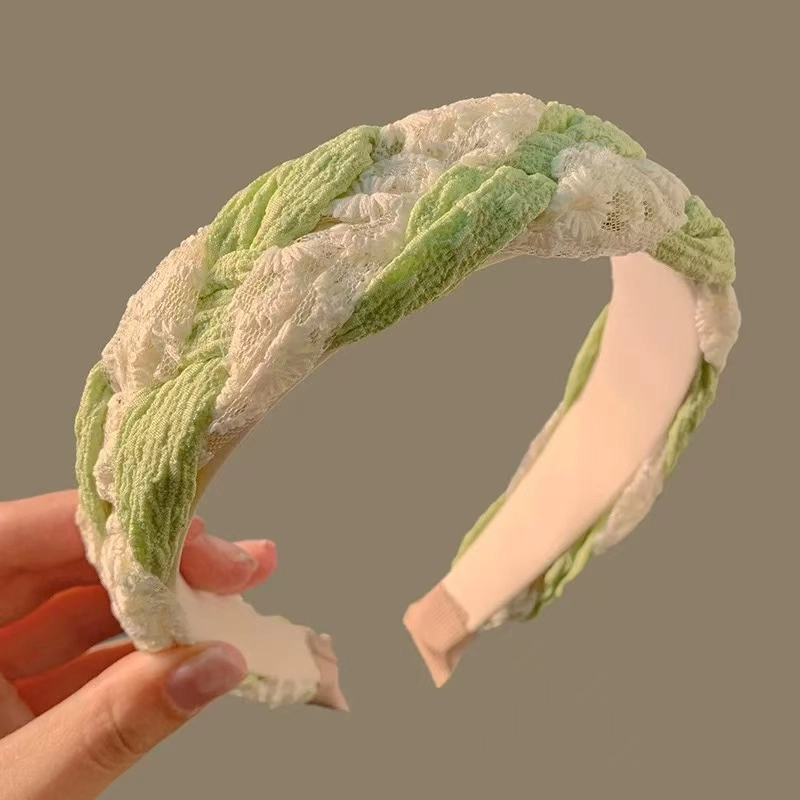希铃 高级感 蕾丝麻花编织 布艺 发箍 女款