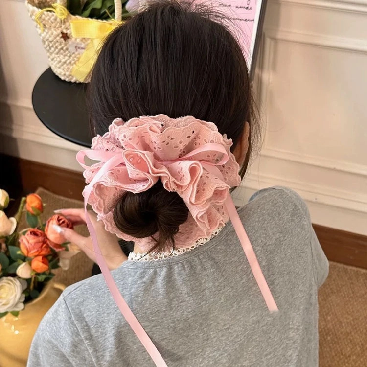 希铃 抽绳式高级感飘带法式 布艺 发圈 女款