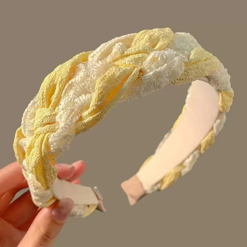 希铃 高级感 蕾丝麻花编织 布艺 发箍 女款