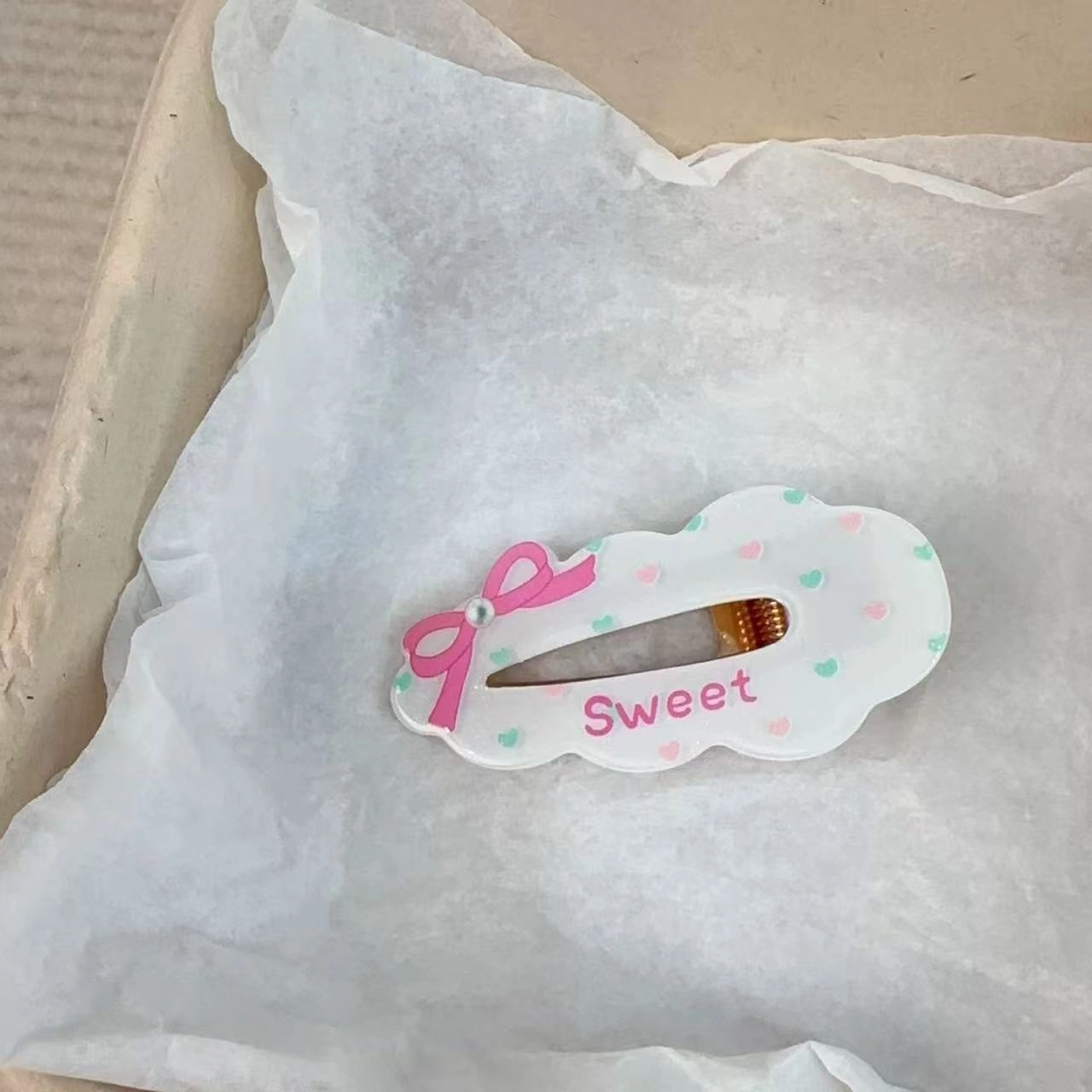 希铃 甜妹波点蝴蝶结波浪云朵#好运 亚克力 发夹 女款
