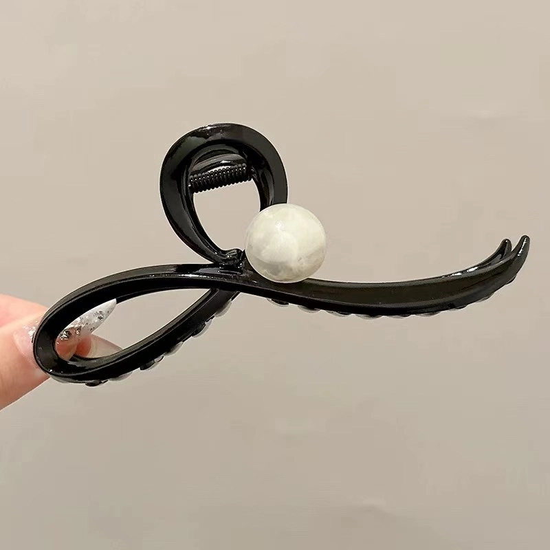 希铃 高级感简洁气质珠珠后脑勺抓夹 亚克力 发夹 女款