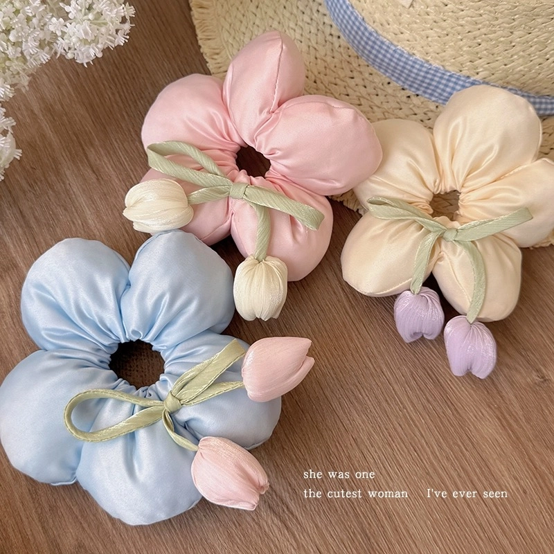 希铃 森系郁金香超仙花朵 布艺 头绳 女款