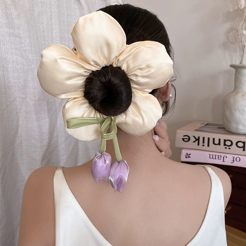 希铃 森系郁金香超仙花朵 布艺 头绳 女款