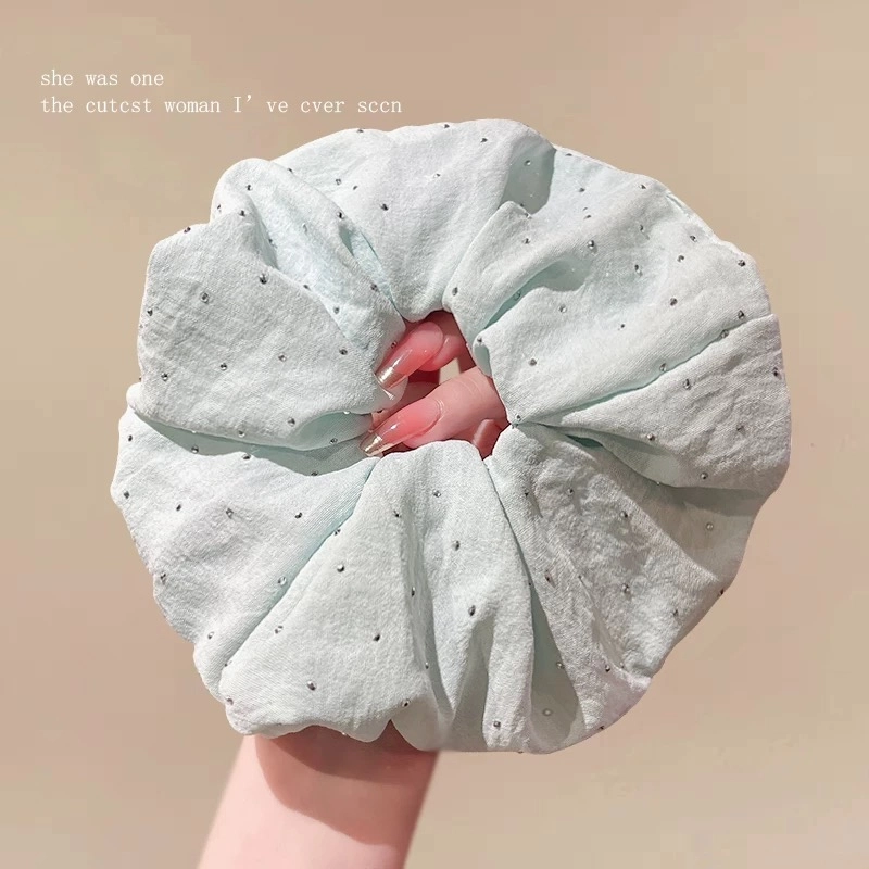 希铃 薄荷奶绿白色发饰满天星 布艺 发圈 女款