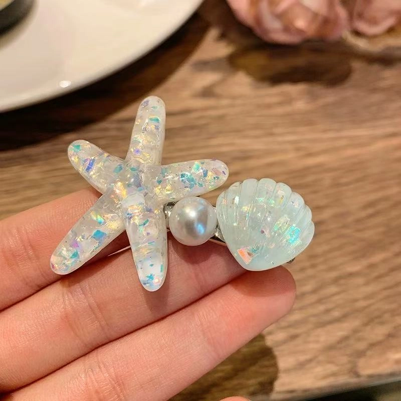 希铃 亮闪闪海星贝壳简约珠珠甜美 亚克力 发夹 女款