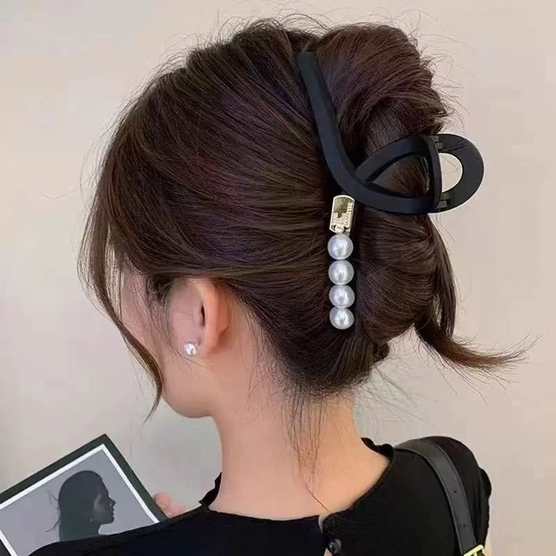 希铃 高级感盘发鲨鱼夹 珍珠 发夹 女款