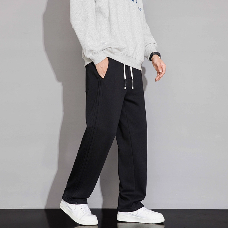 赛瀚 重磅男款卫裤潮流拼接条纹设计春秋厚款百搭舒适亲肤男装长裤宽松松紧腰休闲裤显瘦显高青少年高街通勤外穿高级感直筒裤 男女同款