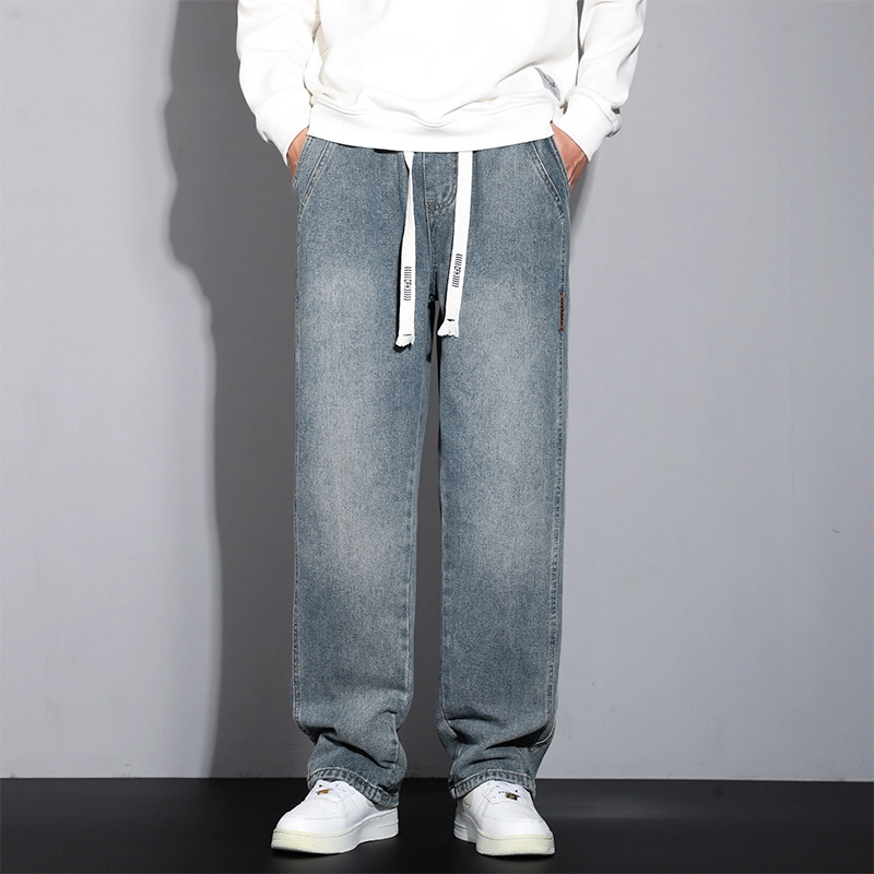 赛瀚 潮牌设计宽松系带牛仔裤 男女同款