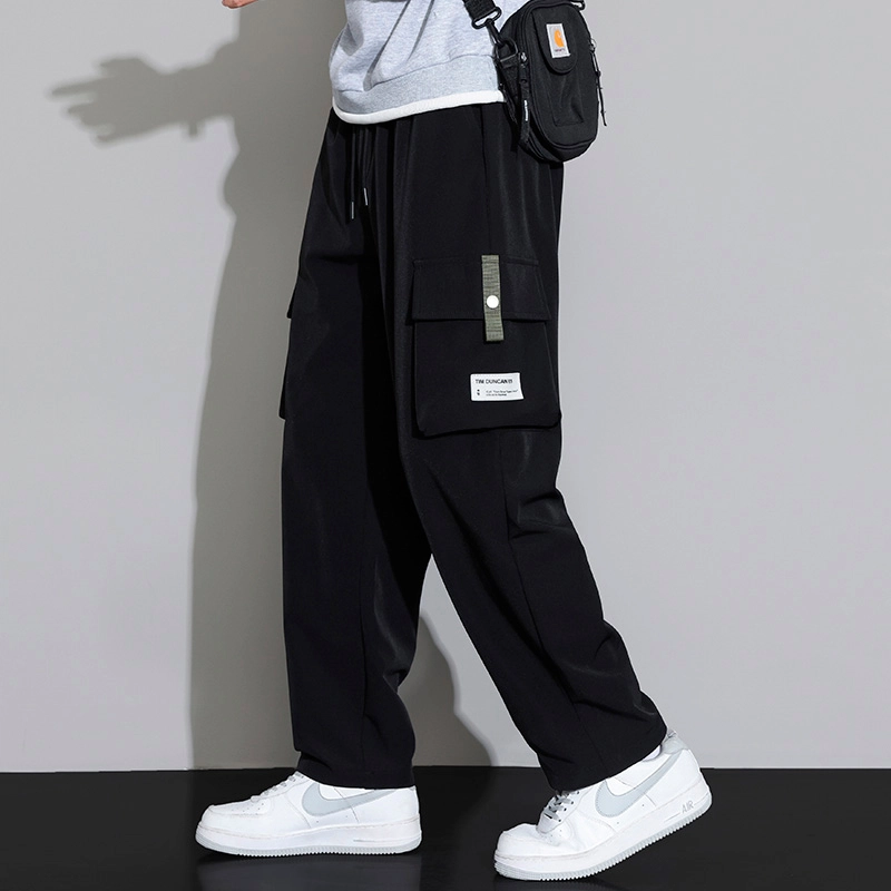 赛瀚 美式大码工装直筒休闲裤男款春秋厚款百搭舒适亲肤显瘦显高青少年男装高街通勤简约大口袋宽松长裤外穿男裤 男女同款