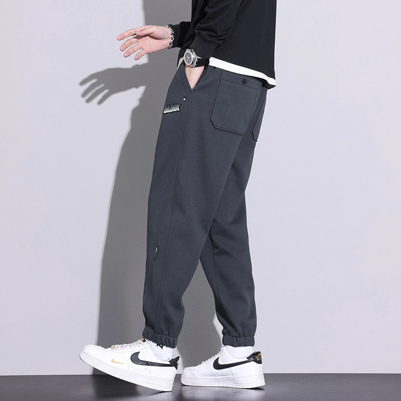赛瀚 高街束脚休闲裤男款松紧腰复古春秋厚款百搭舒适亲肤男装长裤宽松显瘦显高青少年潮流通勤外穿时尚运动卫裤 男女同款