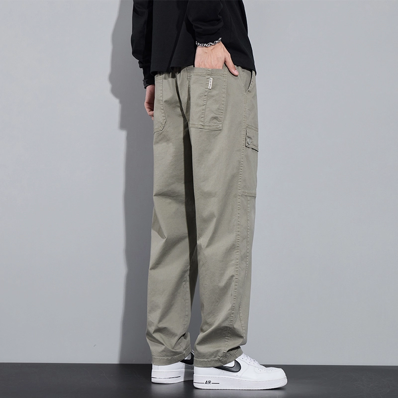赛瀚 工装宽松直筒休闲裤男美式潮牌厚款百搭秋季舒适亲肤男装长裤松紧腰抽绳显瘦显高少年感高街通勤外穿男裤 男女同款