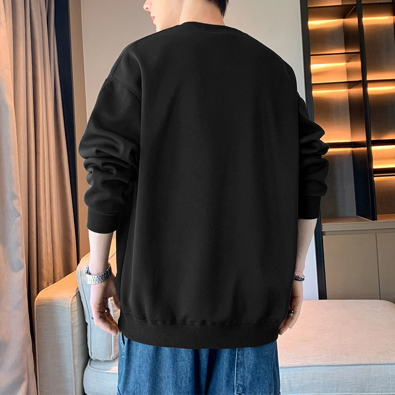 赛瀚 简约纯色复古休闲卫衣长袖男款春秋百搭柔软抗皱舒适亲肤男装街头宽松上衣显瘦显高少年感高街潮流圆领外穿外搭衣服 男女同款