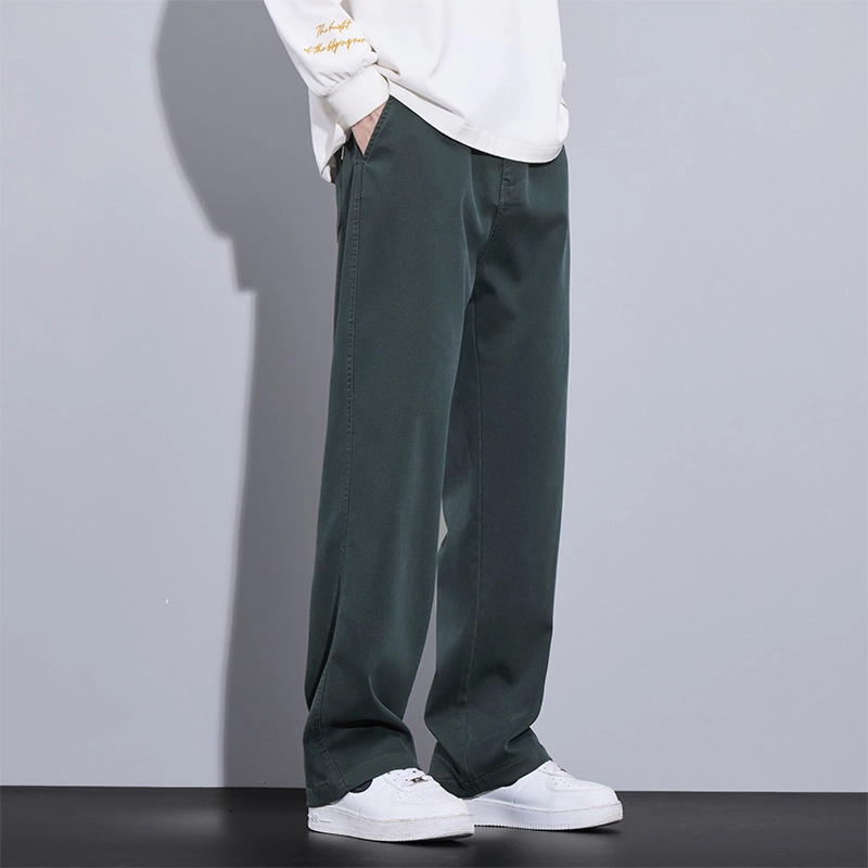 赛瀚 日系复古基础款阔腿休闲裤男款春秋百搭舒适亲肤男装显瘦显高宽松长裤纯色简约小标设计垂感潮流青少年通勤外穿男裤 男女同款