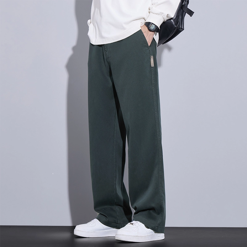 赛瀚 日系复古基础款阔腿休闲裤男款春秋百搭舒适亲肤男装显瘦显高宽松长裤纯色简约小标设计垂感潮流青少年通勤外穿男裤 男女同款