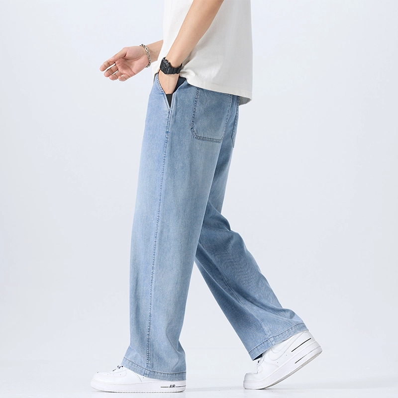 赛瀚 休闲薄款宽松长裤美式潮牌高街风多口袋设计时尚百搭潮流帅气复古做旧水洗阔腿牛仔裤 男女同款
