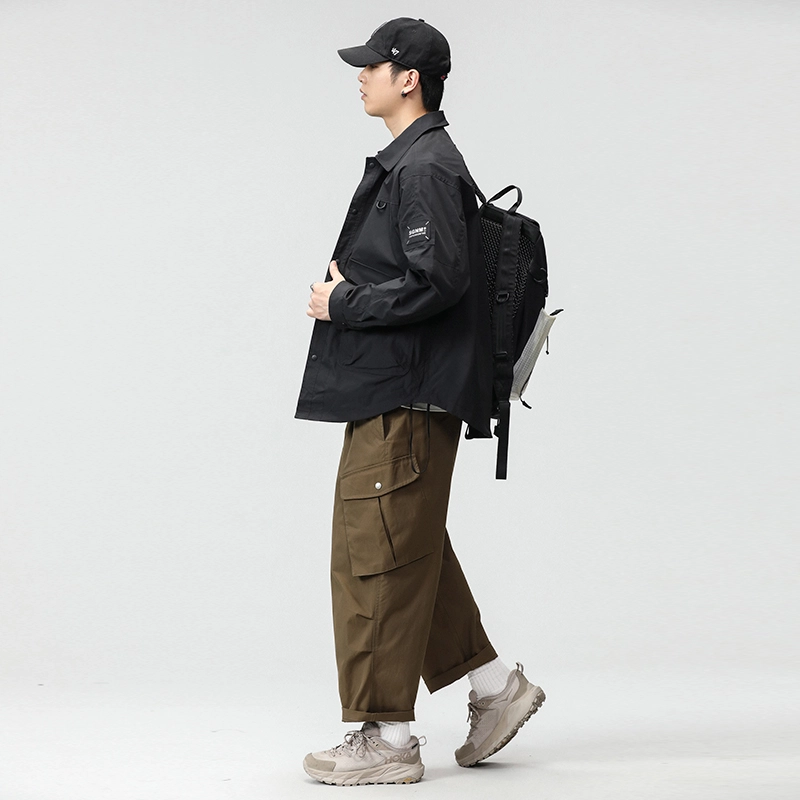 赛瀚 美式工装夹克外套男款潮牌宽松户外冲锋衣春秋厚款百搭舒适亲肤男装上衣显瘦显高青少年高街通勤时尚外穿男士衣服 男女同款