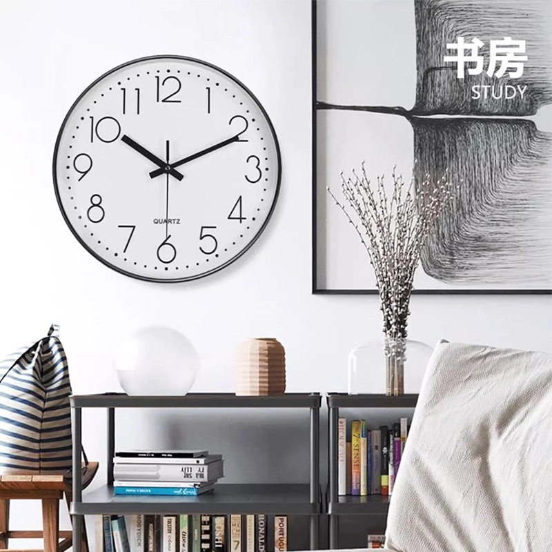 恒齐 现代家居装饰客厅钟表静音简约创意时尚北欧 扫秒机芯 挂钟 男女同款