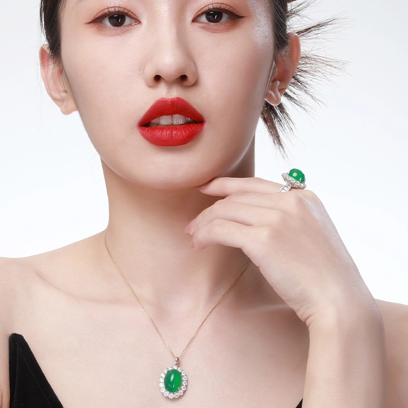 千叶珠宝 色玛瑙时尚珠宝#好运天然 玉髓 吊坠 女款
