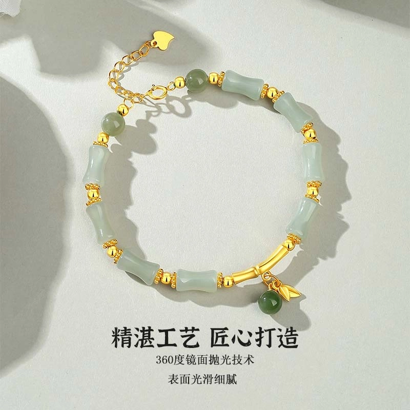 路易佳妮 竹节小众百搭高级感新中式国风 手串 青白玉 男女同款情侣款
