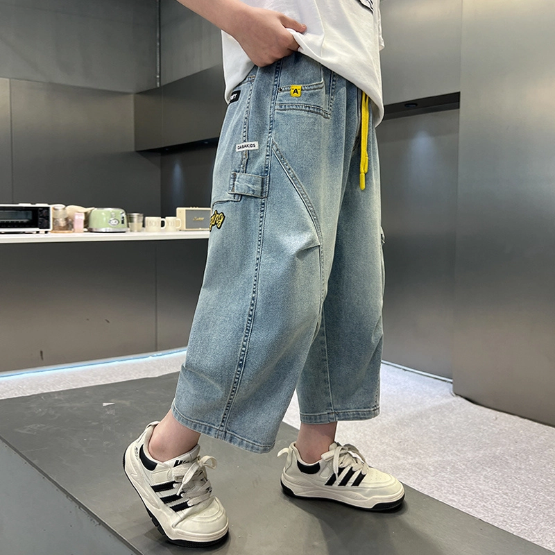 木木屋牛仔裤 百搭简约舒适休闲潮流洋气 蓝色 儿童款