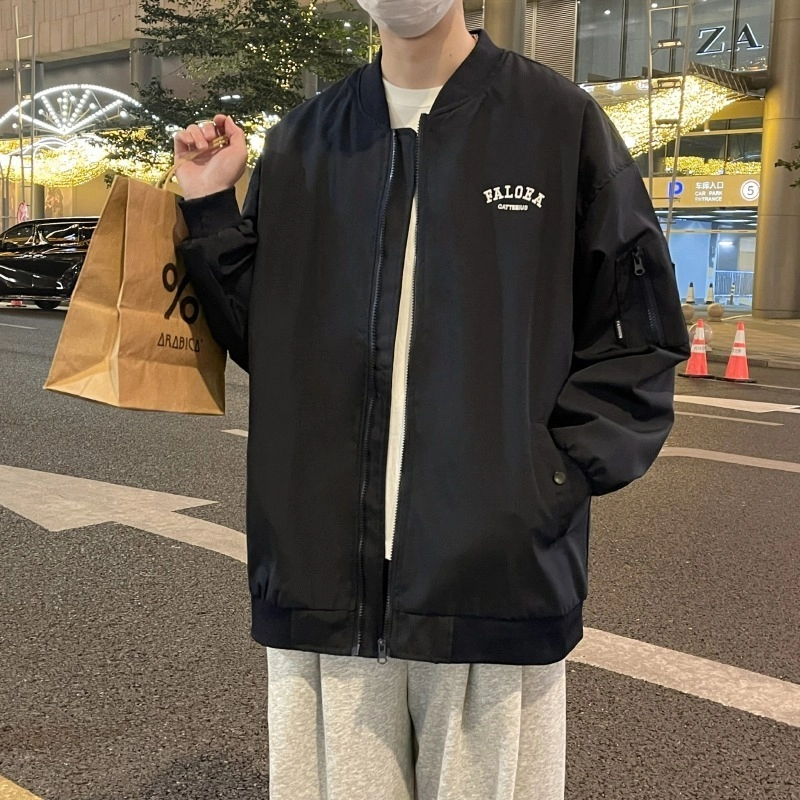 木木兔 美式潮牌撞色翻领复古情侣宽松外套休闲工装夹克 男款