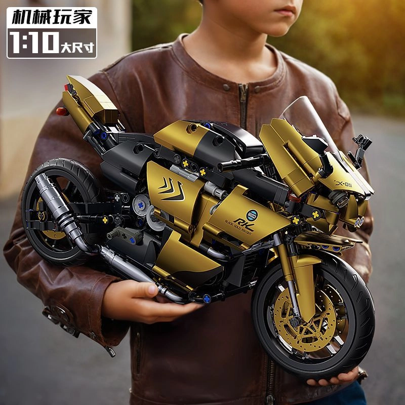 格薇拉 机车积木玩具仿真还原摩托赛车 成品模型