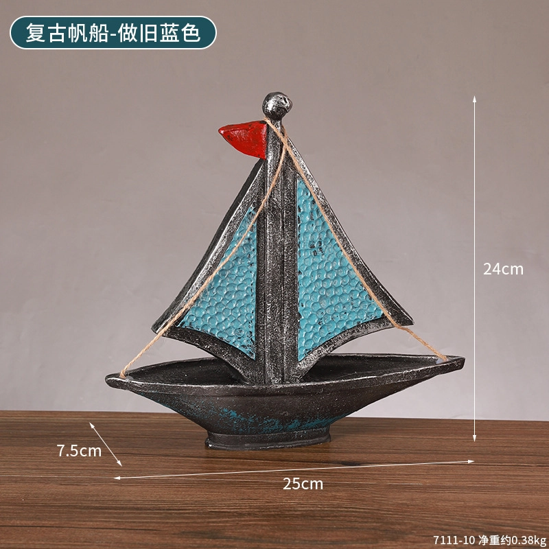 格薇拉 小提琴帆船 美式复古摆件怀旧摆设乐器 成品模型
