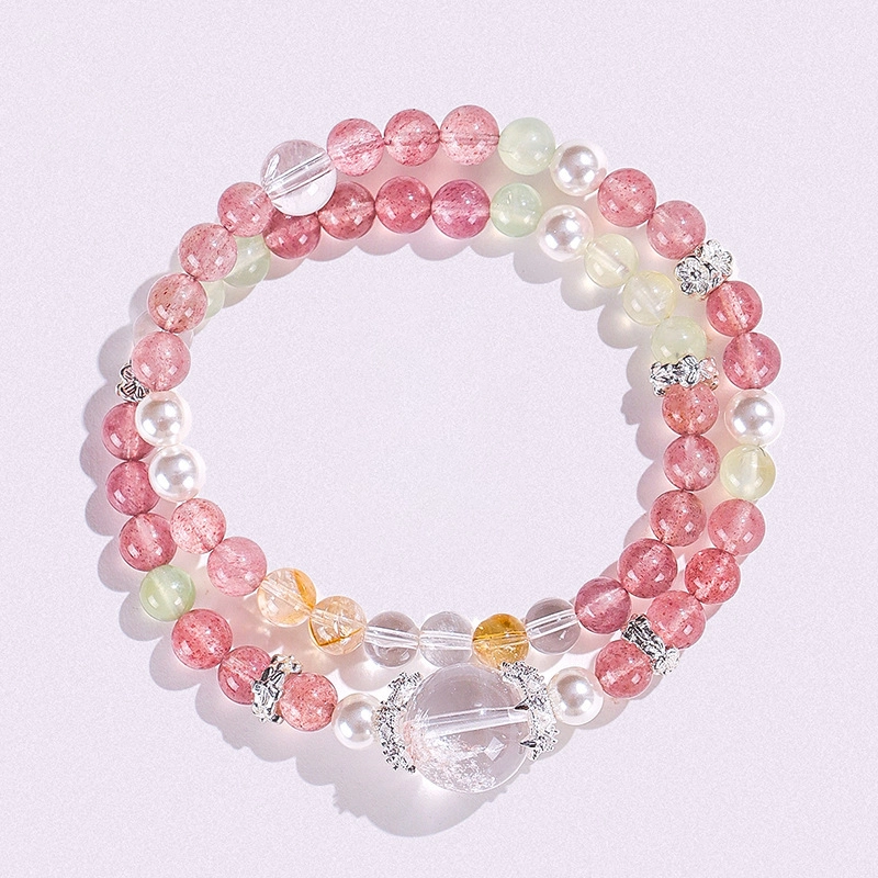【花朝】 饰之颜 新中式净化磁场 诸事顺利 福气满满 可爱甜美#好运天然 草莓晶 手串 女款