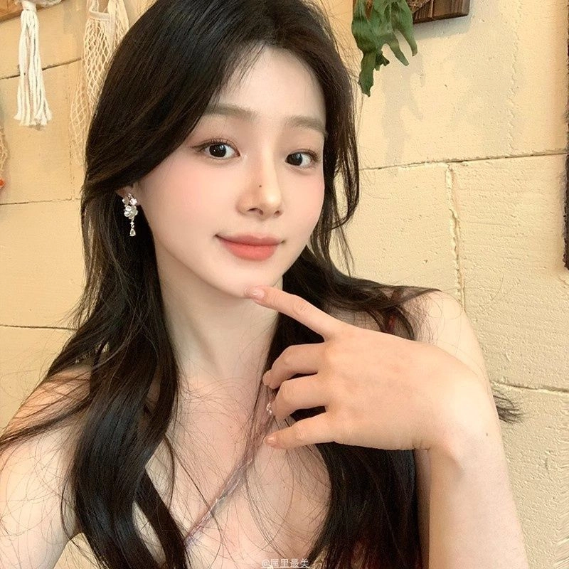 饰之颜 森系法式闪锆花朵流苏轻奢高级感气质 合金 耳环 女款