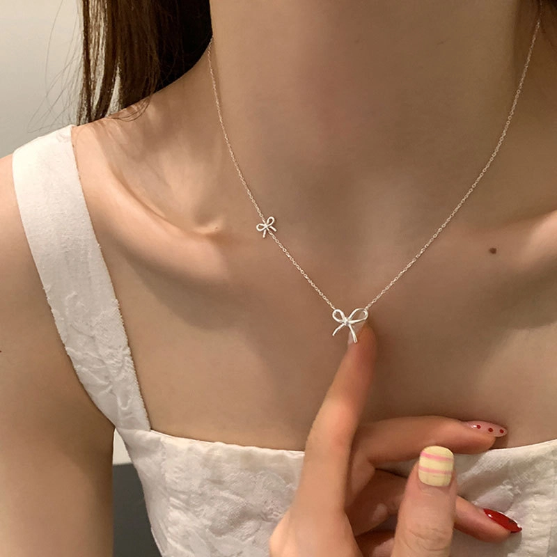 饰之颜 轻奢风简约百搭蝴蝶结项小众高级感优雅时尚精致潮流#好运 合金 项链 女款