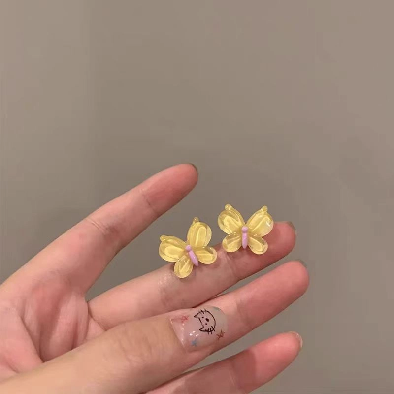 饰之颜 甜美可爱奶呼呼的黄色小蝴蝶 适合夏天的多巴胺彩色小众设计感高级#好运 合金 耳环 女款
