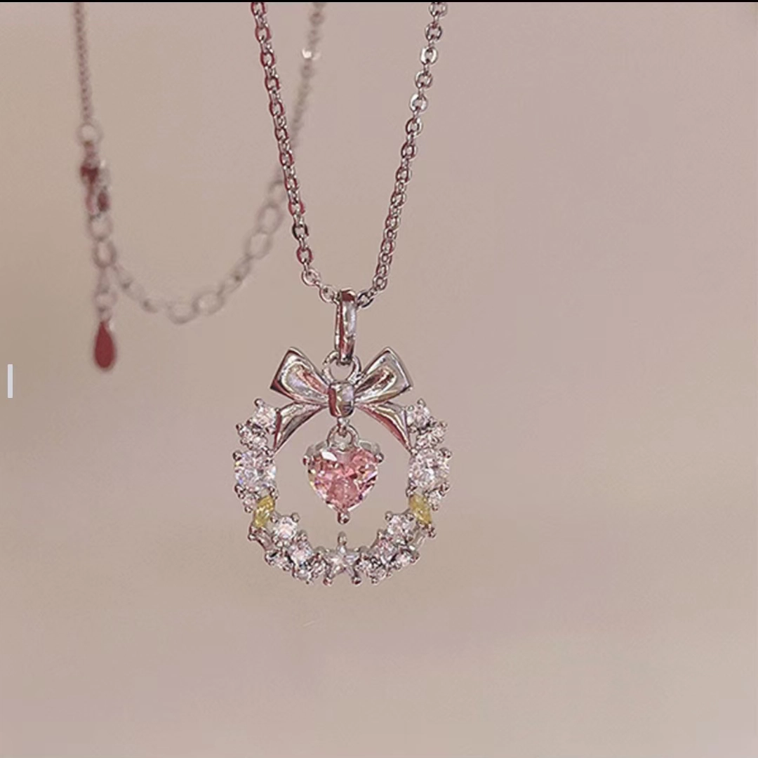 饰之颜 甜美可爱爱之花环-三秒心动小众高级感潮流轻奢百搭日常转运校园通勤穿搭 合金 项链 女款