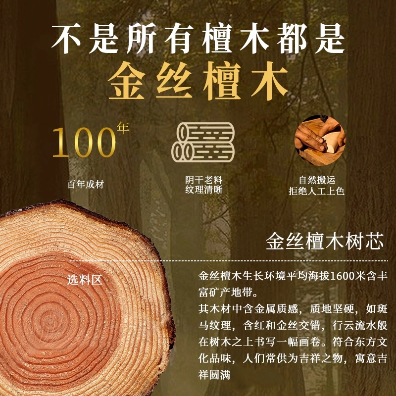 子婳 木质佛珠檀香双圈好运连连招财纳福文玩盘玩复古国潮精致优雅百搭手饰 金丝檀木 手串 女款