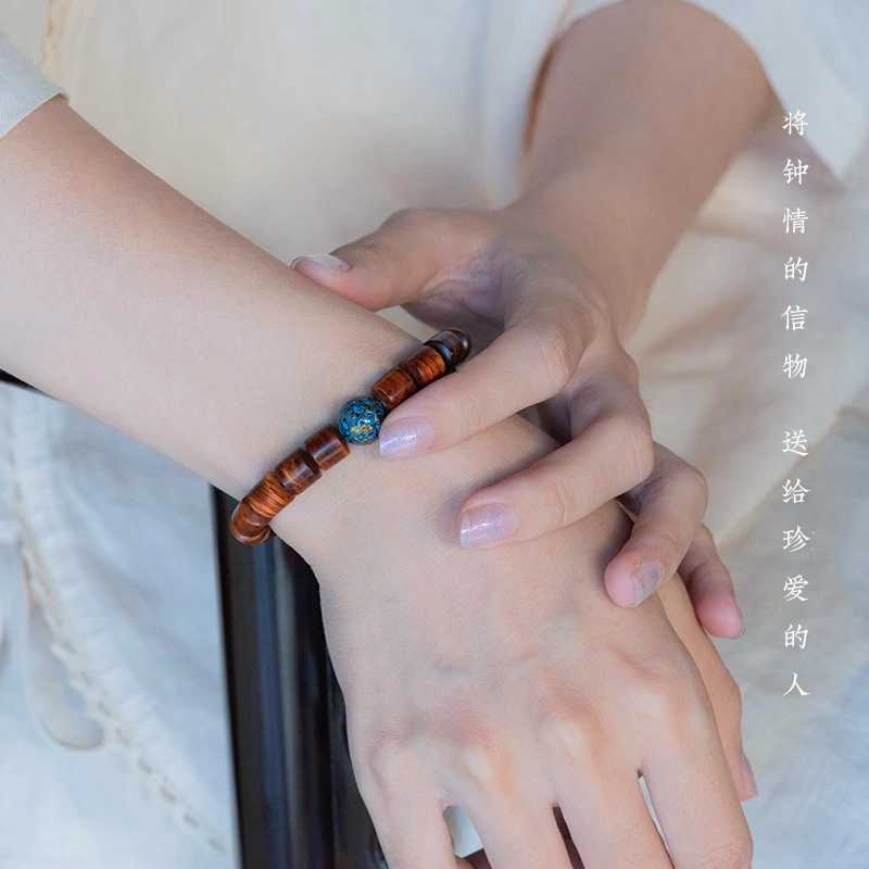 子婳 糠梨原创珠串木质精致工艺经典传承手工雕琢梵复古民族风文玩 黄花梨 手串 男款