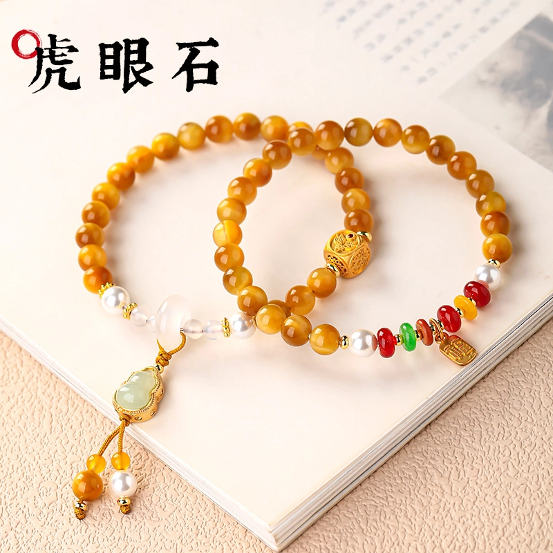 子婳 新中式招财福禄转运珠轻奢高级感复古精致时尚优雅手饰#好运 虎眼石 手串 女款