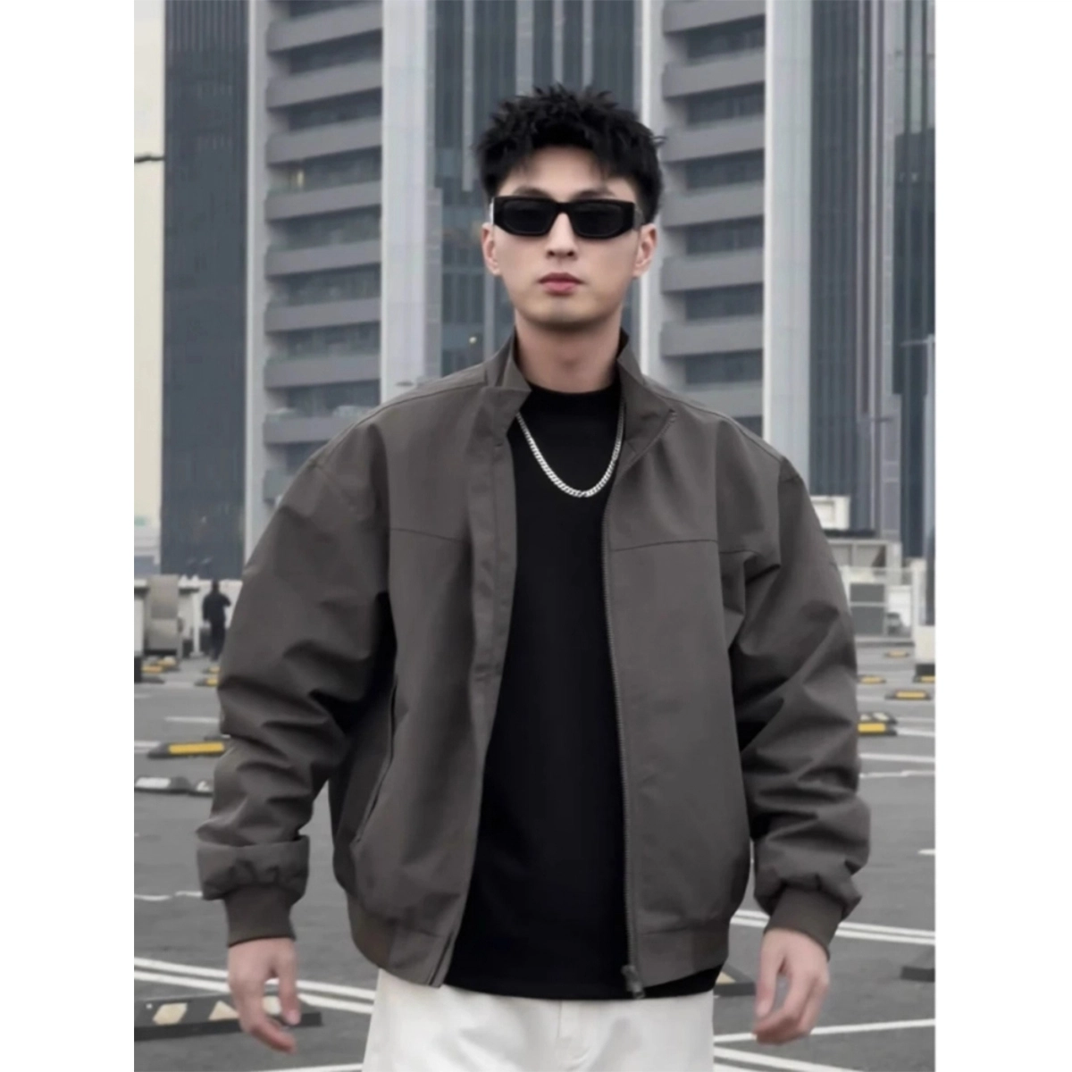 徐百货 痞帅美式工装春秋三防户外冲锋衣廓形立领飞行员棒球服夹克外套 男女同款