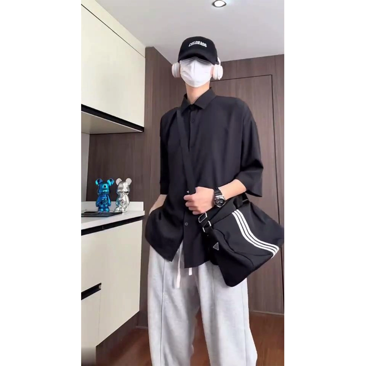 徐百货 美式冰丝夏季垂感高级感痞帅短袖衬衫 男女同款