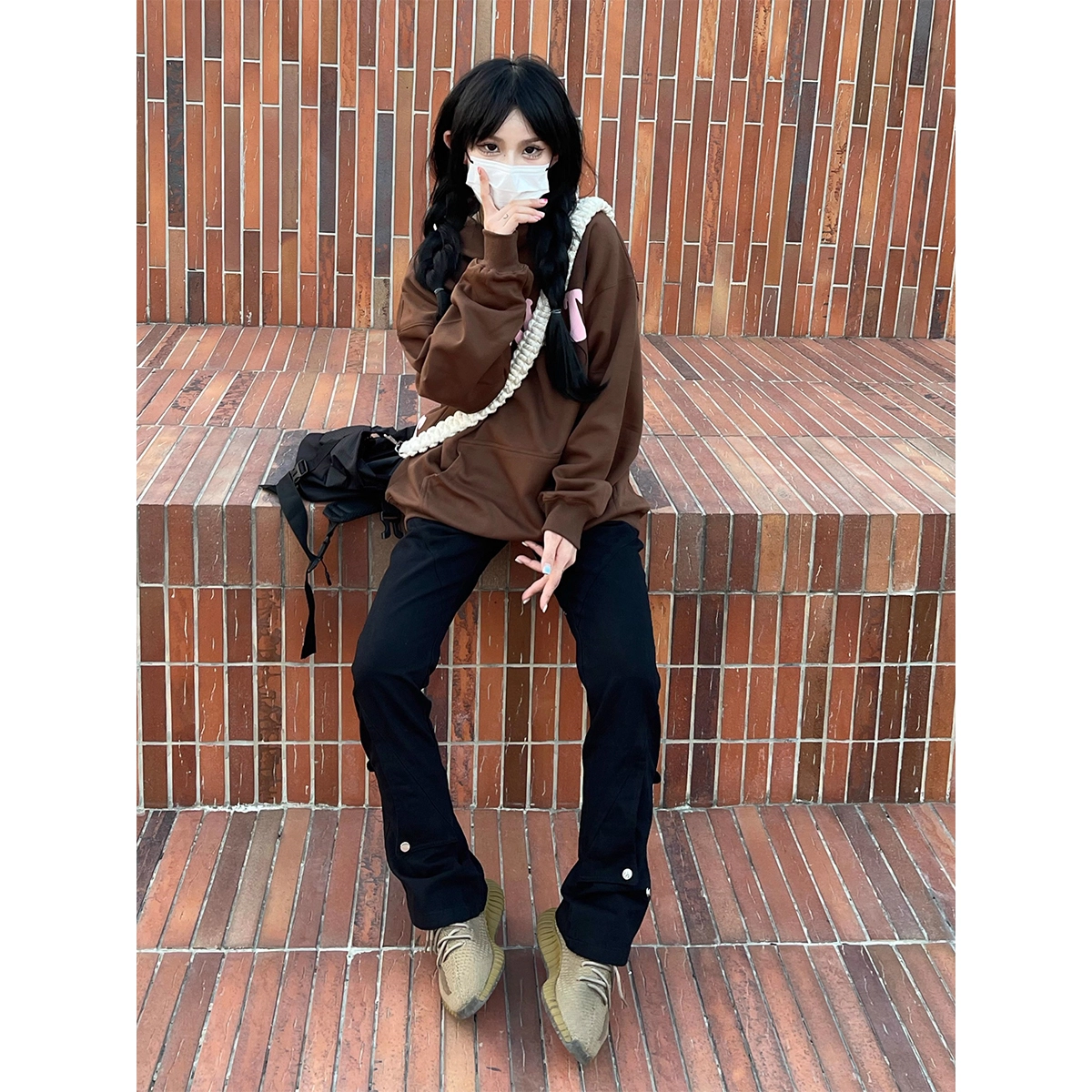 徐百货 美式潮牌复古高街纯色水洗宽松微喇直筒牛仔裤 男女同款