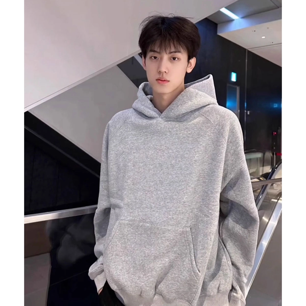 徐百货 连帽纯色宽松慵懒风潮流极简百搭长袖上衣卫衣 男女同款
